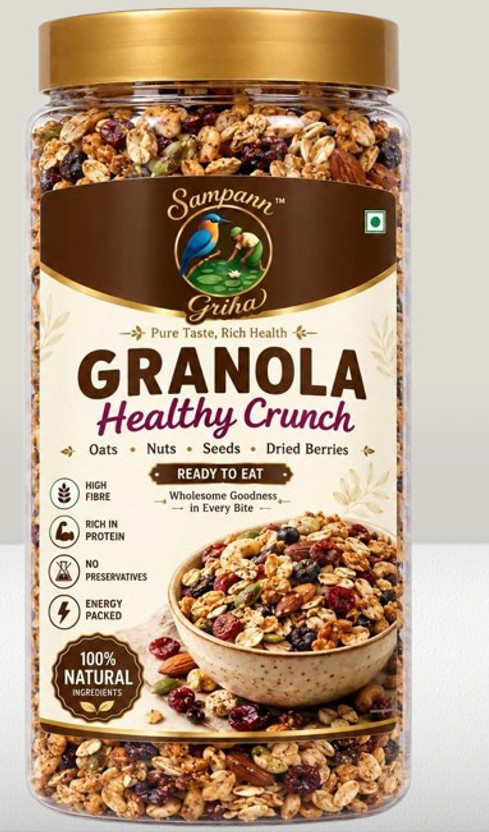 Sampann Griha High-Protein Superfood Granola Assorted Fruits & Nuts, Assorted Nuts(1 x 200 g)