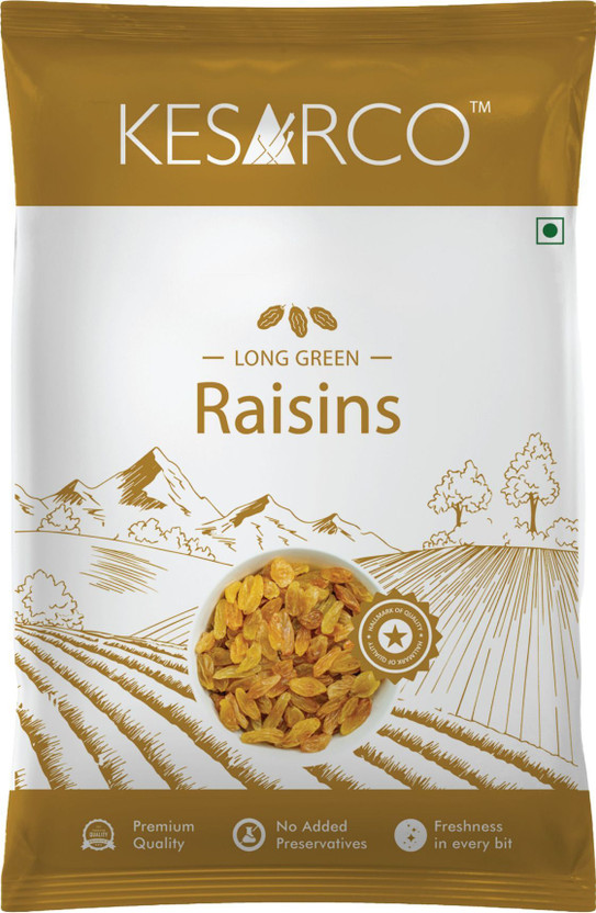 KESARCO Premium Seedless Green Raisins, Kishmish, Nutritious, Rich in Iron - 1 kg Raisins(1 x 1 kg)