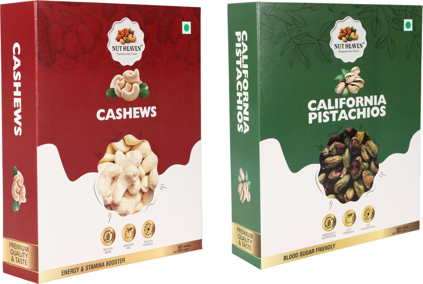 Nut Heaven Cashews 500g + Pistachios 500g (Luxury Snack Pack) Assorted Seeds & Nuts(2 x 500 g)