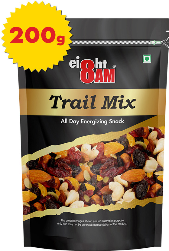 8AM Trail Mix - All Day Energizing Snack, Nuts & Seeds Assorted Fruit(1 x 200 g)