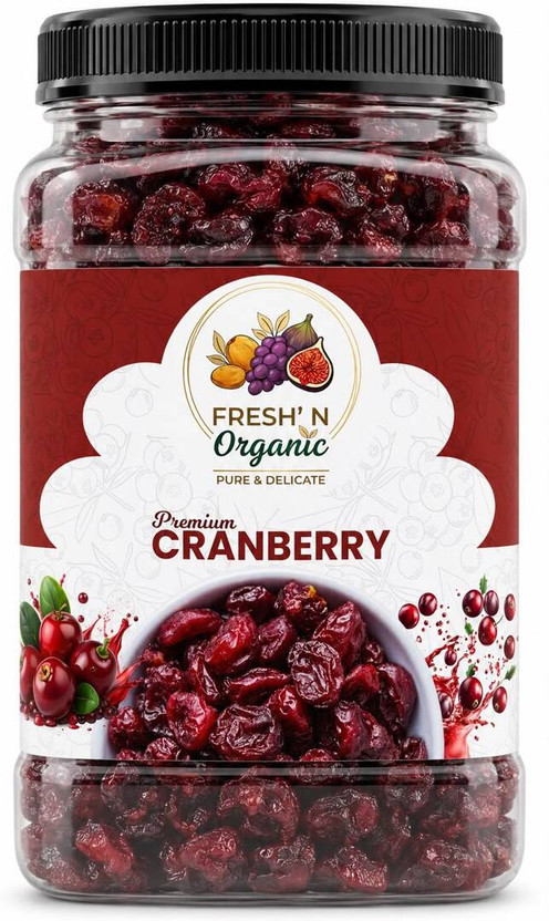 Fresh Fresh N Organic Premium Natural Dried Cranberries | Healthy Superfood Snack Cranberries(1 x 500 g) - Flipkart Deal