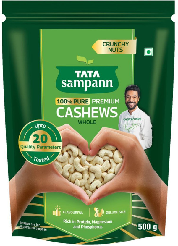 Tata Sampann Premium Quality Kaju, 100% Pure Cashews(1 x 500 g)