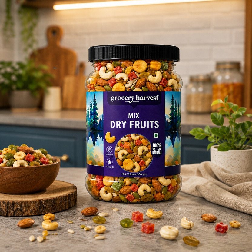 GROCERY HARVEST Luxury Dry Fruit Trail Blend Vitamin Packed Healthy Choice Assorted Seeds & Nuts(1 x 1000 g)