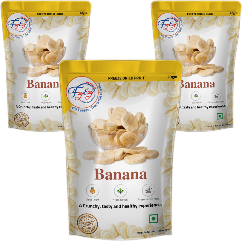FZYEZY Freeze Dried fruits|Healthy fruits Snacks|Organic Food|Dehydrated Fruits Pack-3 Bananas(3 x 20 g)