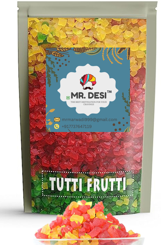 MR DESI Tutti Frutti for Cake | Tuti Fruti | Cherries | Mixed Colours (250 Grams) Papaya(1 x 250 g)