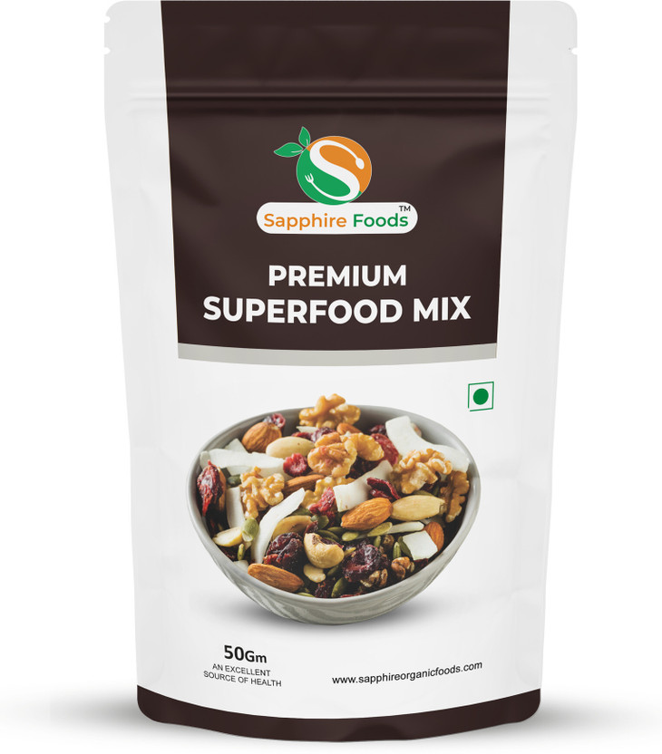 Sapphire Foods Premium Superfood Mix Tasty and Heathy Assorted Fruits & Nuts, Assorted Seeds & Nuts(1 x 50 g)