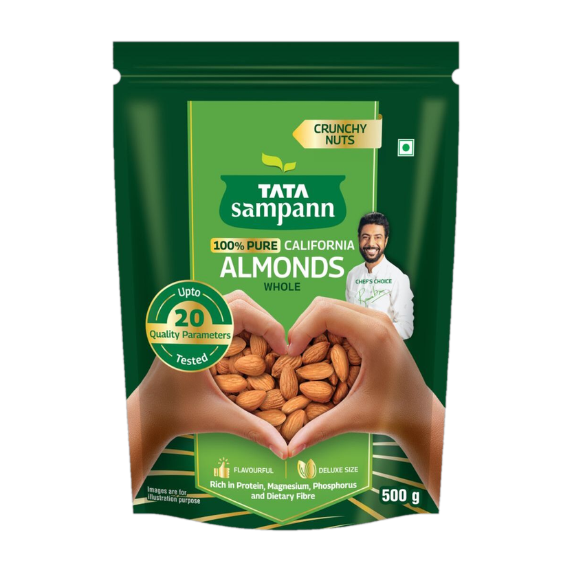Tata Sampann Premium Quality Badam Giri, 100% Pure California Almonds(1 x 500 g)