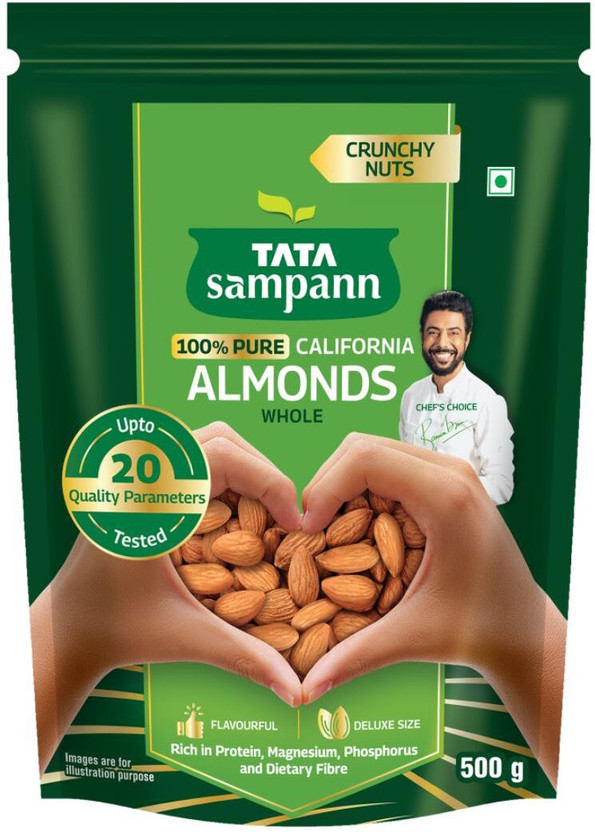 Tata Sampann Premium Quality Badam Giri, 100% Pure California Almonds(1 x 500 g)