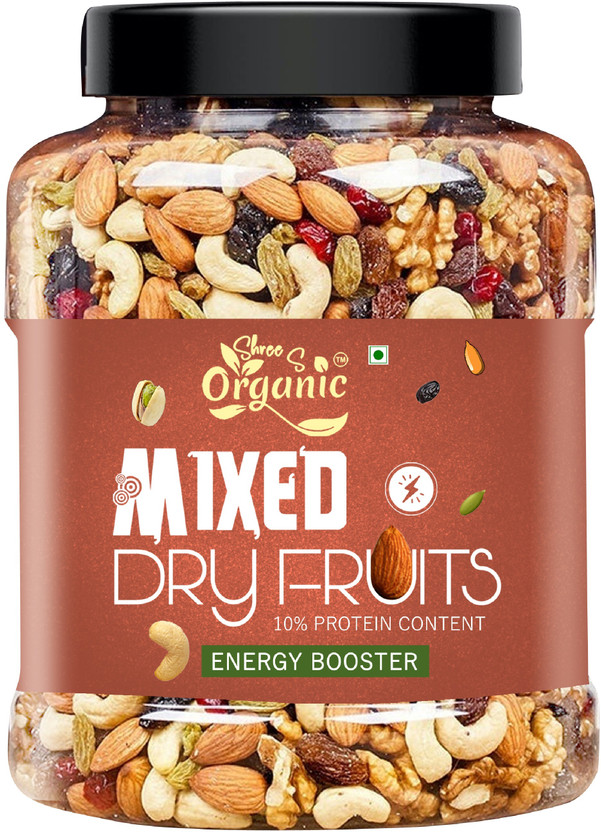 SHREE S ORGANIC Mix Dry Fruits 1kg | Healthy Snack, Rich in Protein, Fiber & Antioxidants(1 x 1 kg)