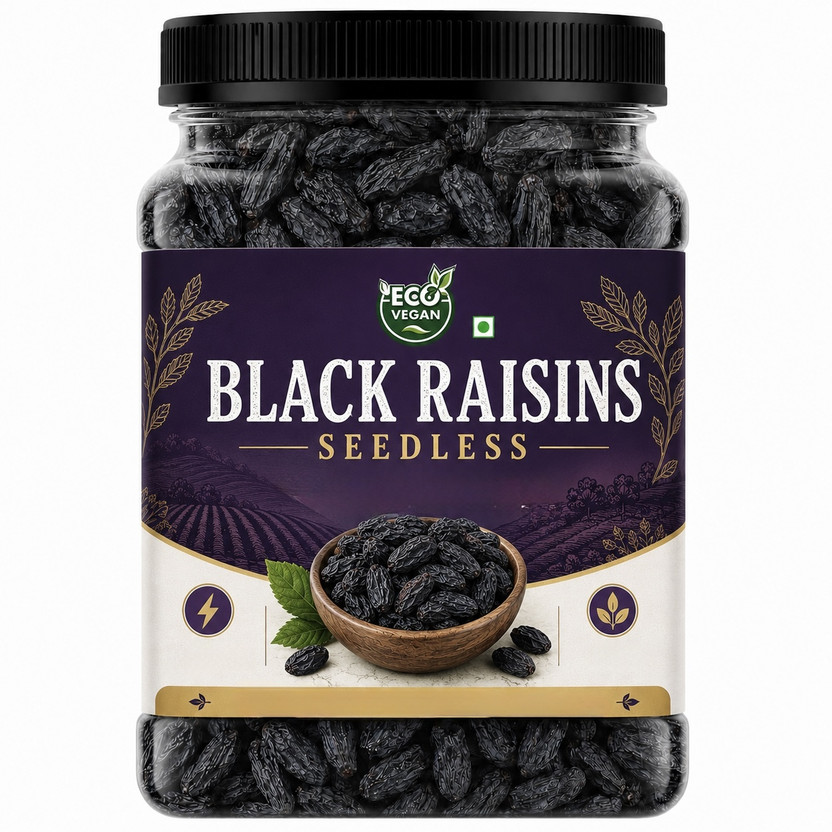 eco vegan Black Raisins | Naturally Sweet Seedless Kishmish Raisins(1 x 250 g)