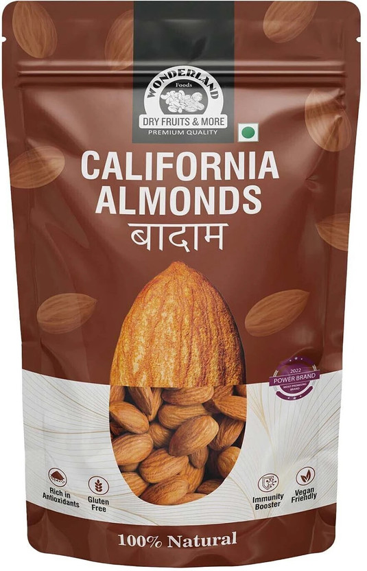 WONDERLAND FOODS California Badam 250g Pouch | Raw 100% Natural Whole California Almonds(1 x 250 g)