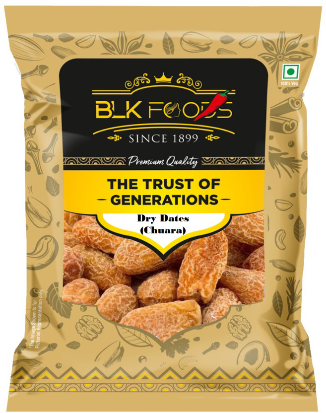 BLK FOODS Select Dates Dry Yellow | Sukha Khajoor (Chuara) Dates(1 x 500 g)