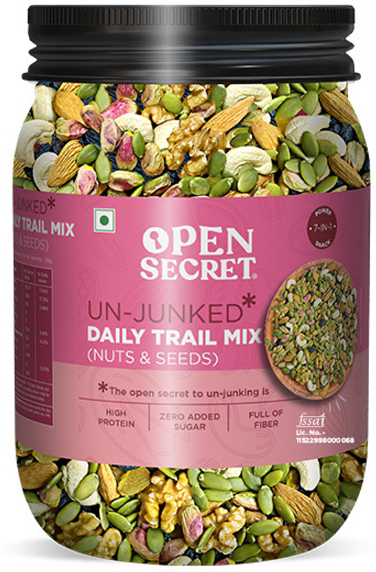 OPEN SECRET 7 in 1 Premium Trail Mix Kaju, Badam, Pista, Kishmish & Akhrot Assorted Seeds & Nuts(1 x 1 kg)