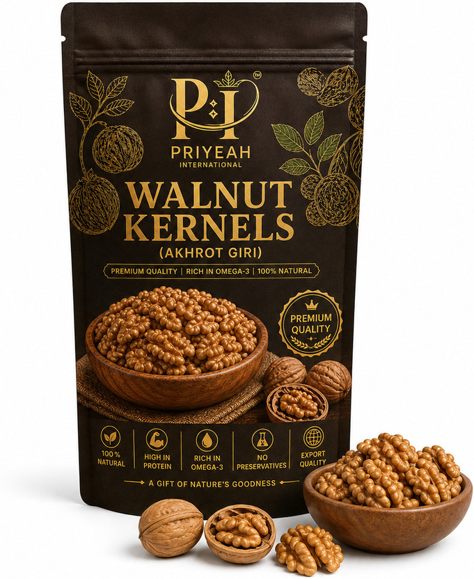 Priyeah international Walnut Kernels Premium Akhrot Giri Natural Dry Fruits Nutritious Snack Walnuts(1 x 500 g)