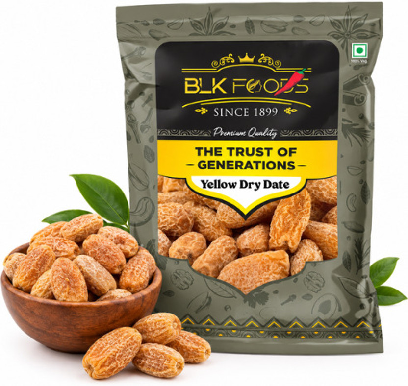 BLK FOODS 250g Yellow Dry Dates | Sukha Khajoor (Chuara) Dates(1 x 250 g)