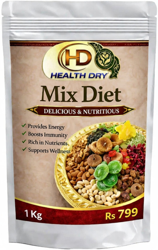 HEALTH DRY Premium Mix Dry Fruits| Mix dry fruits, Source of Vitamin and Minerals Assorted Fruits & Nuts, Almonds, Cashews, Coconut, Raisins, Walnuts, Figs(1 x 1 kg)