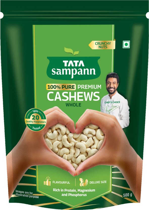 Tata Tata Sampann Premium Quality Kaju 500g | 100% Pure Cashews(1 x 500 g) - Flipkart Deal