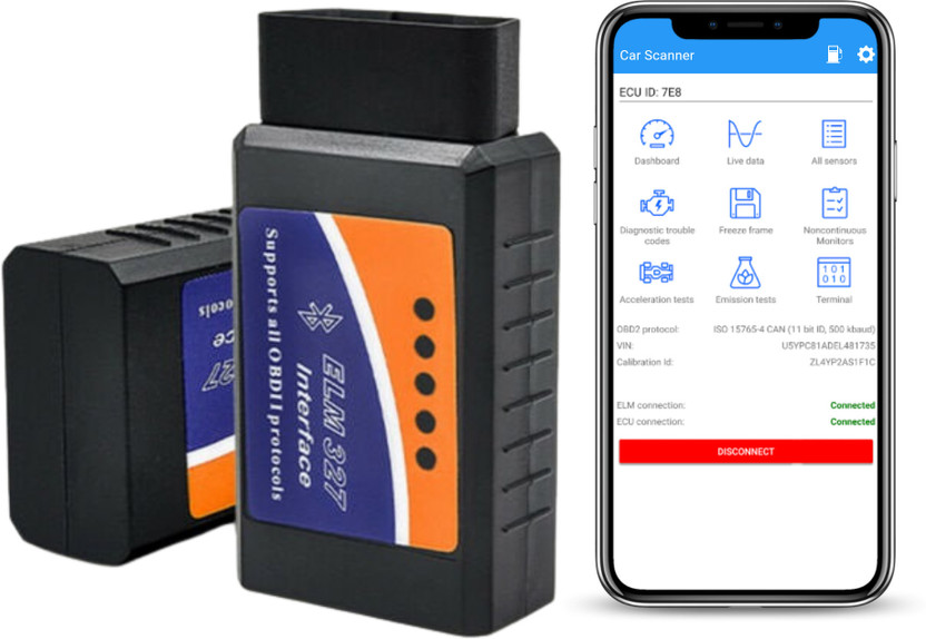 MODAXE Super ELM327 Bluetooth V2.1 ELM 327 Car Code Reader OBD2 Bike Diagnostic Tool For OBDII Protocol For Android/Windows compatible with Torque Pro OBD Reader