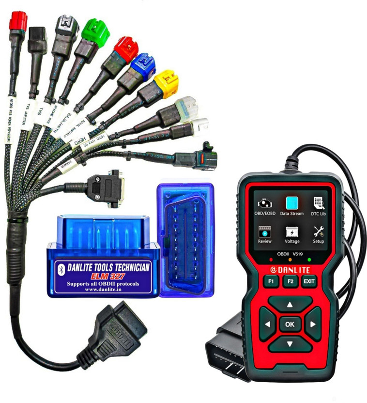DANLITE TOOLS AND TECHNICIAN DLKW-Danlite V519 OBD-II Scanner For Bs6 Bs7 Bikes With V519 ELM 327 OBD Reader