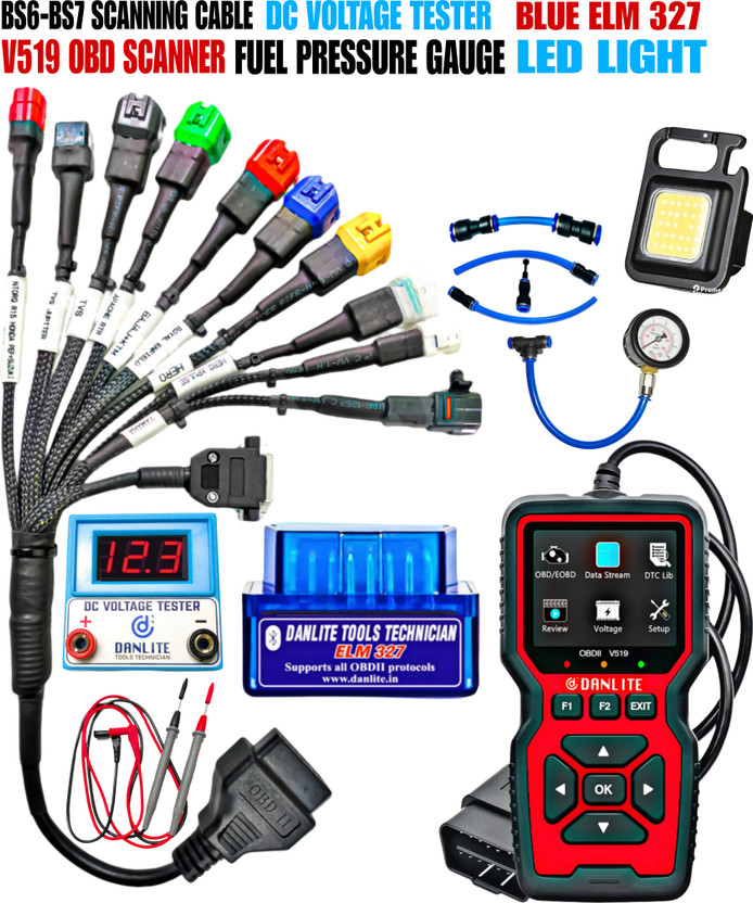 Danlite V519 OBD-II Scanner For Bs6 Bs7 Bikes full combo Kit OBD Reader