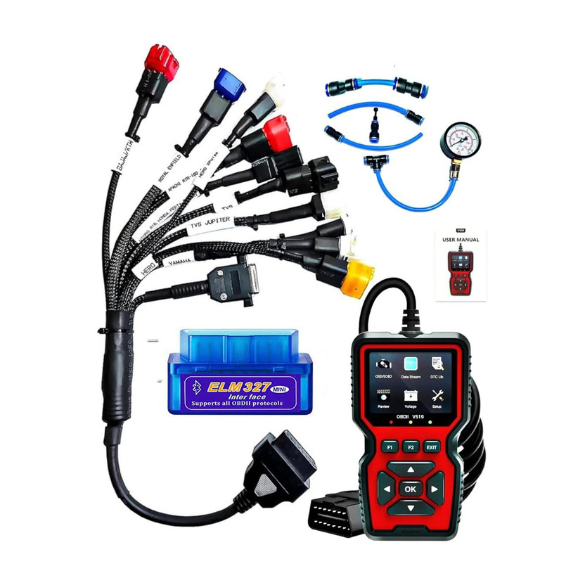 Obdking V519 Obd Scanner BS6 BS7 + 11 Cord Obd Cable Combo for All Bikes OBD Interface