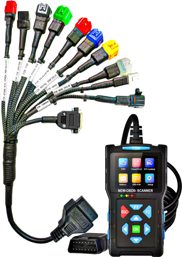 Danlite BS6 BS7 Motorcycle Scanner T-300 with 11 Connector Cables OBD Reader