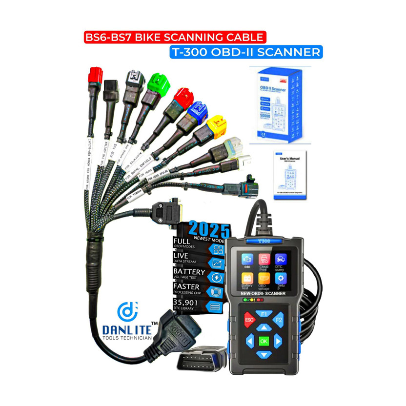Danlite BS6-BS7 11 CORD CABLE WITH T-300 OBD -II SCANNER OBD Reader
