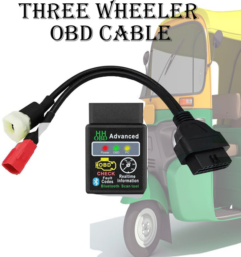 Xsentuals Obd Cable + HH Obd Scanner for Three Wheeler auto cable OBD Reader