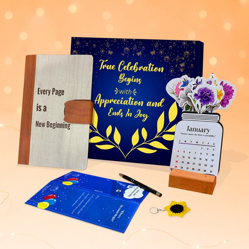 Clapjoy Premium Corporate Gift Set with A5 Diary, Pen, Keychain & 2026 Calendar  Office Set(Multicolor)