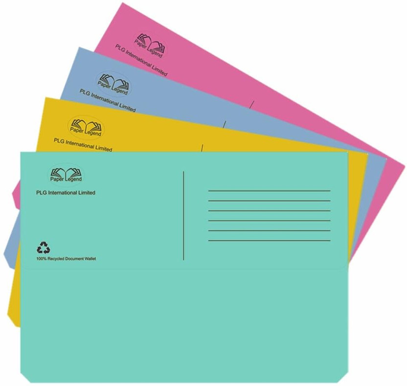 PLG EXPORTS PRIVATE LIMITED Paper Half Flap Foolscap Document Wallet 100% Recycled Paper(Set Of 20, Pastel Document Wallet)