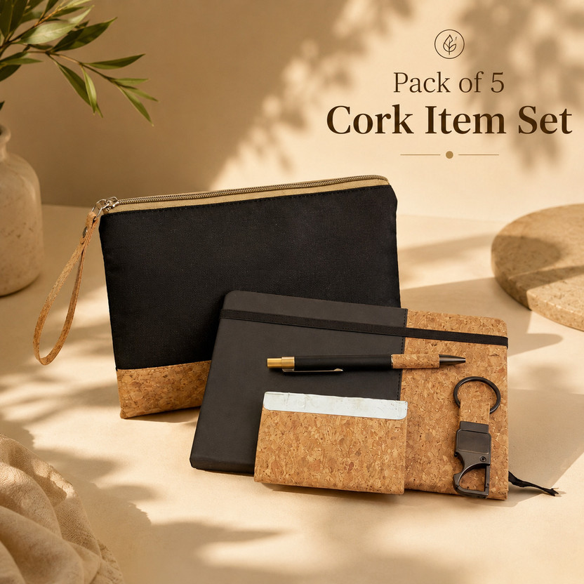 Swagssmiths Pack of 5 Cork Items Set  Office Set(Multicolor)