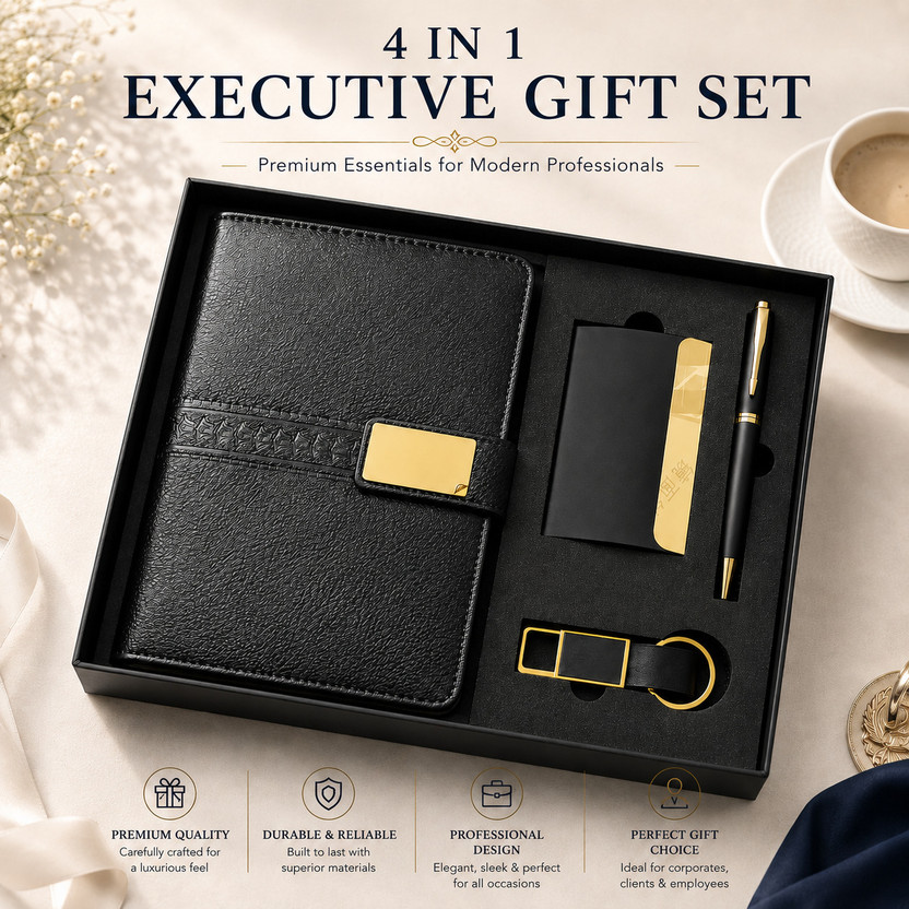 Swagssmiths 4 In 1 Exclusive Set  Office Set(Black-Gold)