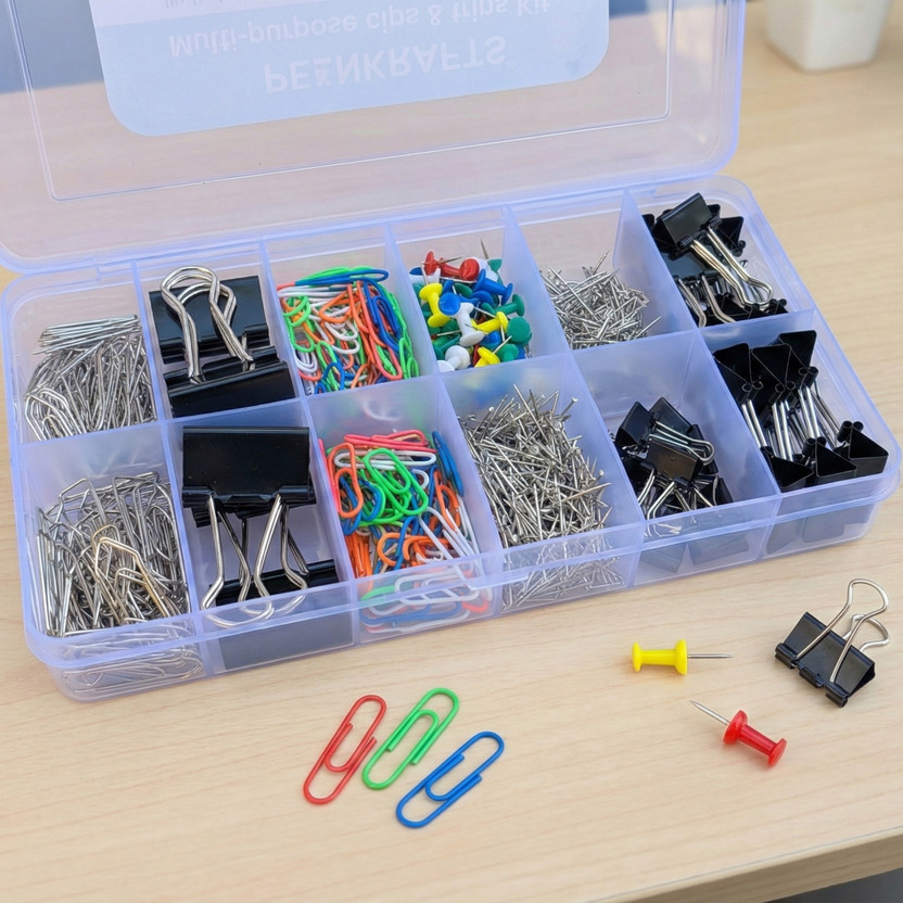 PENKRAFTS Penkrafts Multi-Purpose Clips & Pins Kit - 600+ Pcs  Office Set(Assorted)