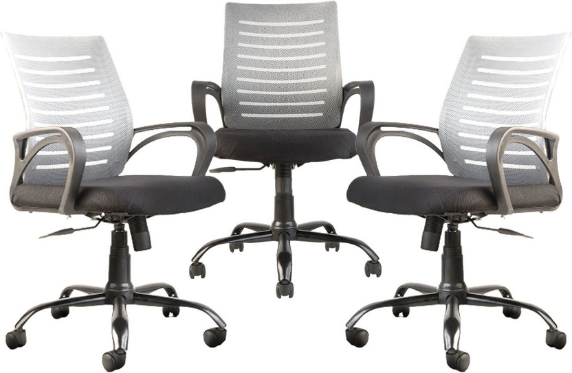 CELLBELL Desire C104 Mid Back Comfortable Fabric Office Executive Chair(Grey, Set of 3, DIY(Do-It-Yourself))