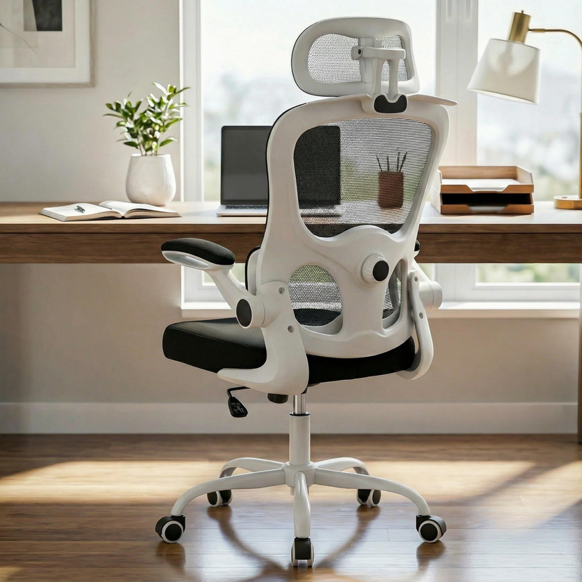 Drogo Premium Ergonomic Office Chair for Work from Home, Adjustable Lumbar Support Mesh Office Executive Chair(White, Black, Optional Installation Available)