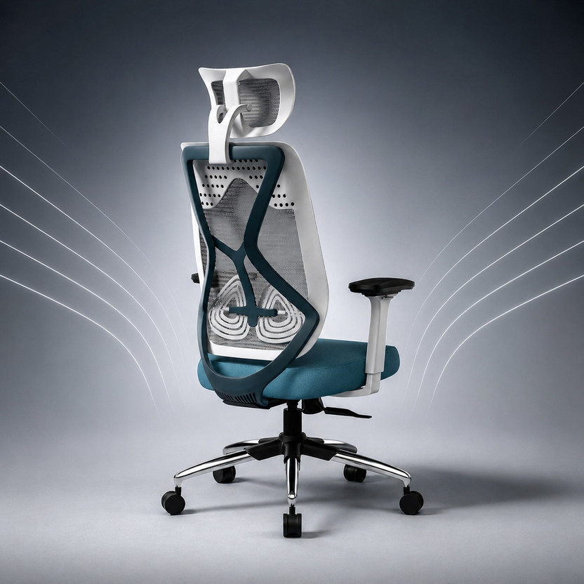 Oakcraft Mesh Office Adjustable Arm Chair(Cyclone - Blue, Optional Installation Available)
