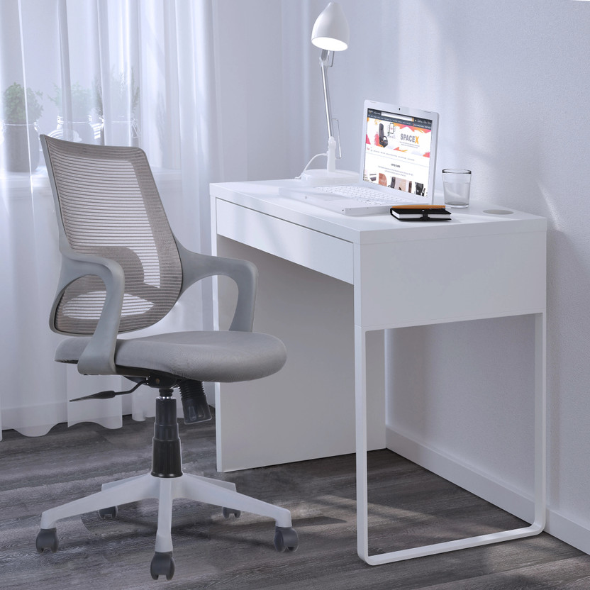 Rose Designer Chairs Mid-Back Ergonomic Office Chair | Revolving| Mesh Office Arm Chair(Grey, Optional Installation Available)