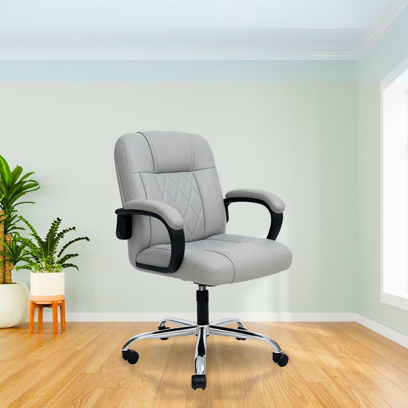 ACTIVA Chair with Adjustable Height|Ergonomic Support for Home/office/gaming Leatherette Office Adjustable Arm Chair(Grey, Optional Installation Available)