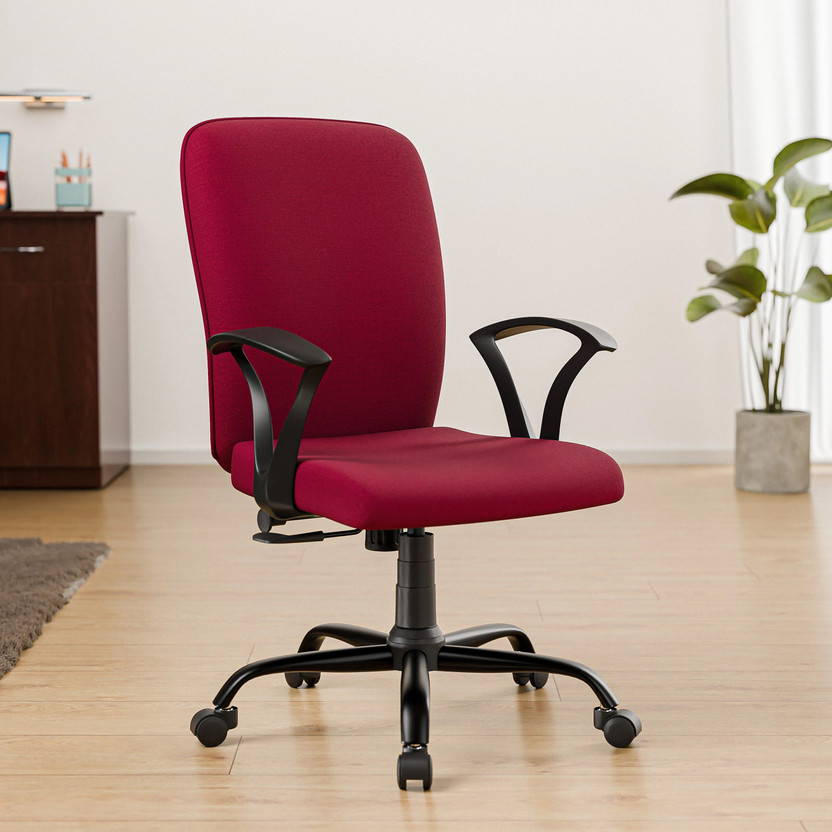 GREEN SOUL Seoul-X Mid Back Ergonomic|Home, Office, WFH|Moulded Foam|Extra Comfort Fabric Office Adjustable Arm Chair(Maroon, DIY(Do-It-Yourself))