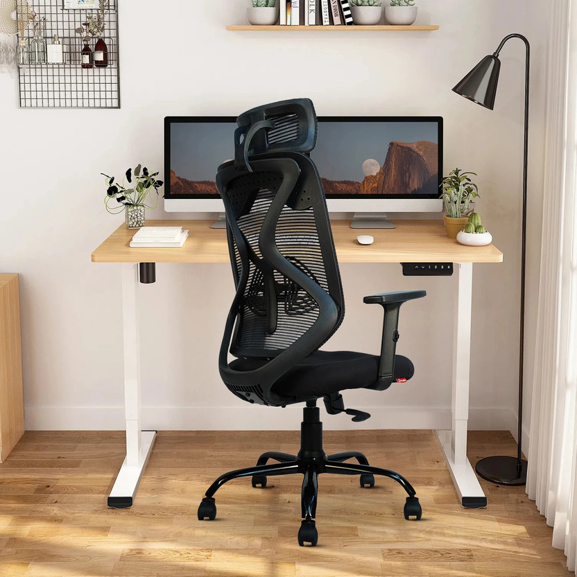 CELLBELL C190 Berlin Lite Imported Pneumatic Hydraulic | Ergonomic High Back Mesh Office Adjustable Arm Chair(Black, Optional Installation Available)