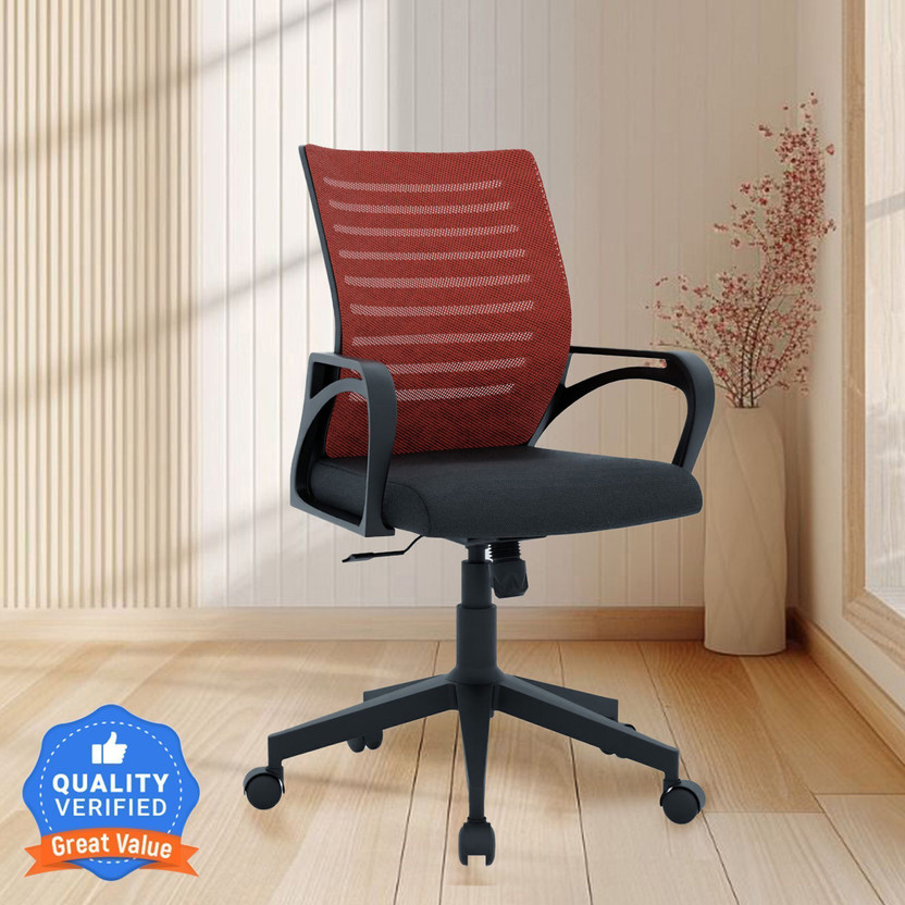 CRATVZ Oaker Ergonomic Chair with 3 Years Warranty, Home Desk Office Chair Fabric Office Arm Chair(Red, DIY(Do-It-Yourself))