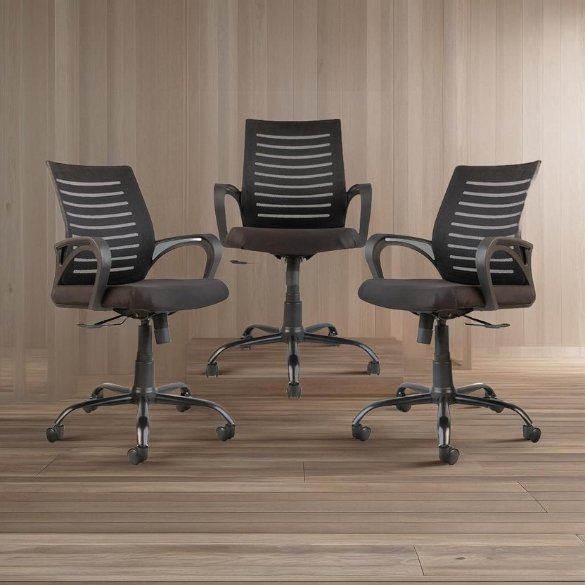 CELLBELL Desire C104 Mid Back Comfortable Fabric Office Executive Chair(Black, Set of 3, DIY(Do-It-Yourself))