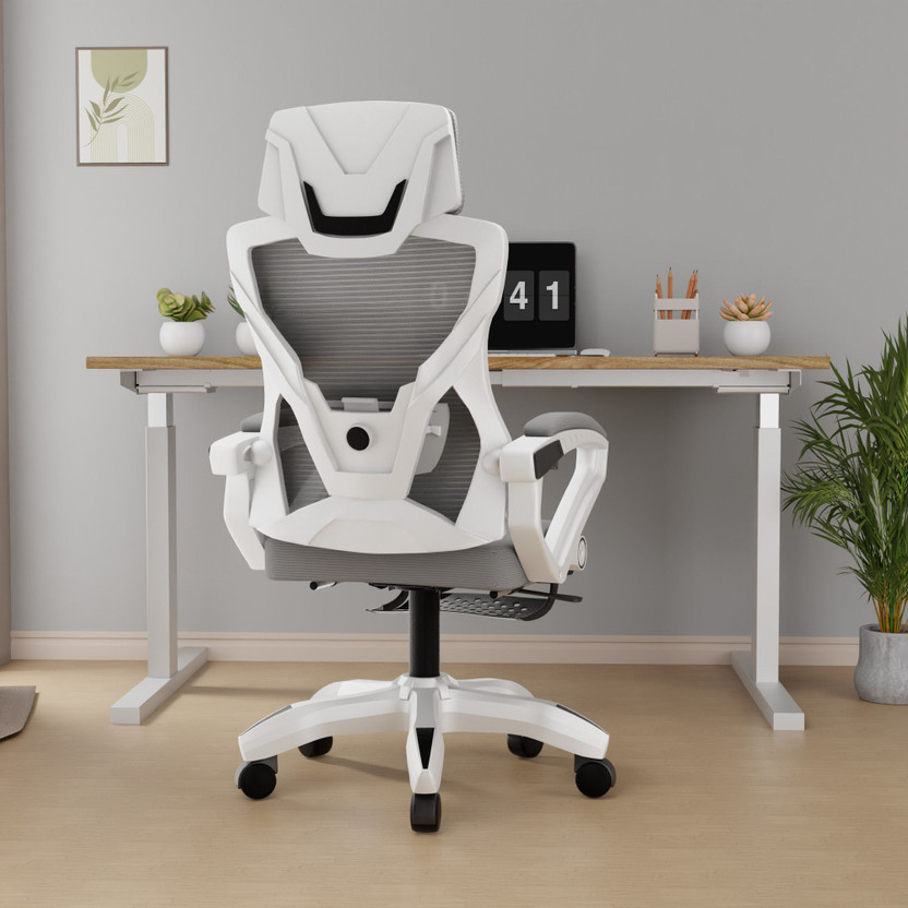 beaatho Astra Relaxing Leg Support |4D Lumbar Support, 145° Recline,& Adjustable Tilt Mesh Office Executive Chair(White Grey, Optional Installation Available)
