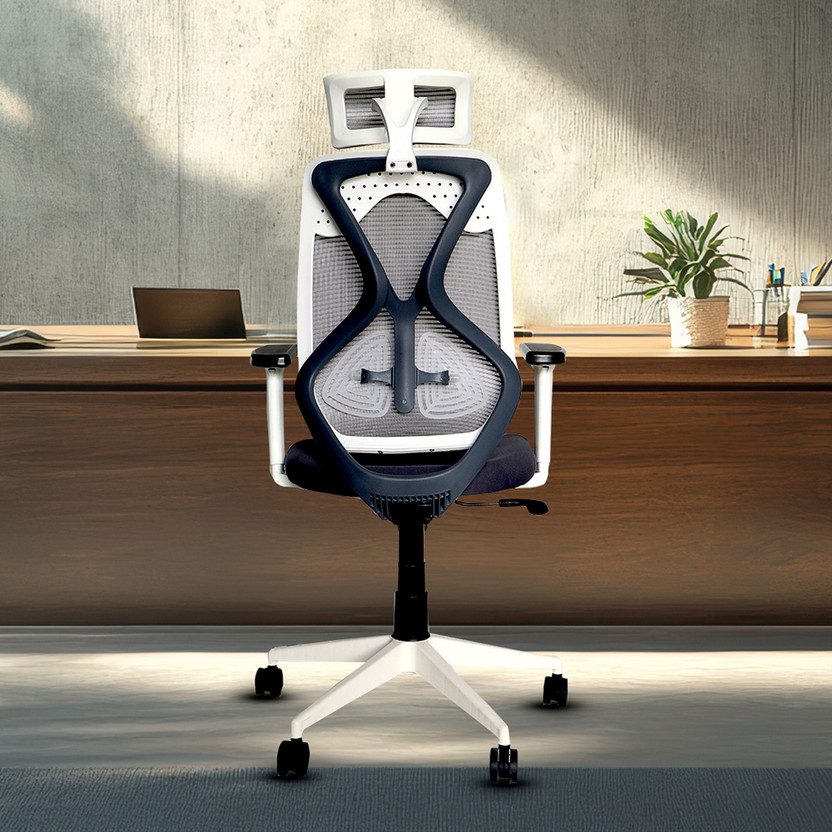 oolive Breeza OC111 Office Executive Mesh Adjustable Arm Mesh Office Stacking Chair(White, Grey, Optional Installation Available)