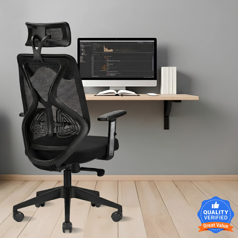 IAFA Ergolux High Back Ergonomic Office Chair with Heavy Duty Metal Base Mesh Office Adjustable Arm Chair(Black, Optional Installation Available)