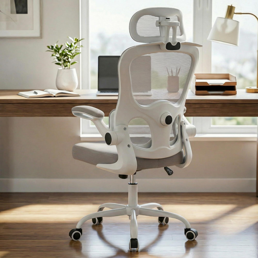 Drogo Premium Ergonomic Office Chair for Work from Home, Adjustable Lumbar Support Mesh Office Executive Chair(White, Grey, Optional Installation Available)