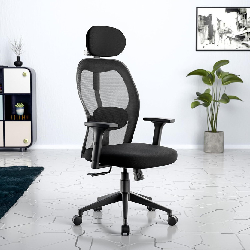 GREEN SOUL Yoga High Back Ergonomic Chair|Home, Office, WFH|1D Armrest,2D Lumbar Support Mesh Office Arm Chair(Charcoal Black, DIY(Do-It-Yourself))