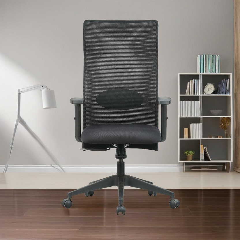 Featherlite Contact HB Mesh Fabric Office Adjustable Arm Chair(Black, Optional Installation Available)