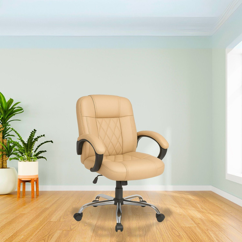ACTIVA Galaxy Chair with Adjustable Height|Ergonomic Support for Home/office/gaming Leatherette Office Adjustable Arm Chair(Beige, Optional Installation Available)