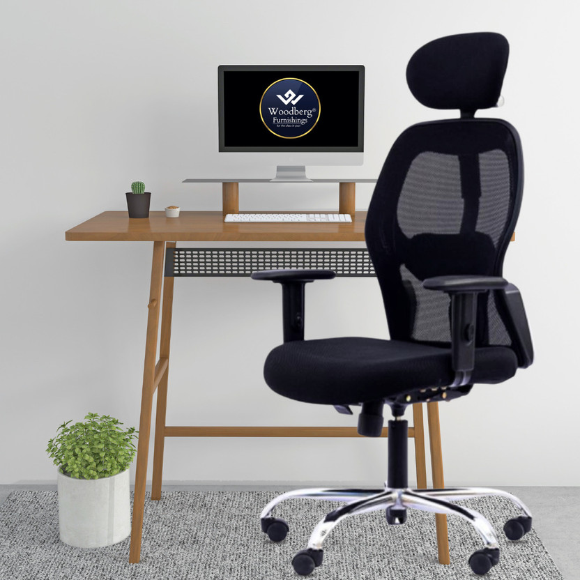 Woodberg Gravity High Back Gaming & Computer Revolving Chair Mesh Office Adjustable Arm Chair(Black, Optional Installation Available)